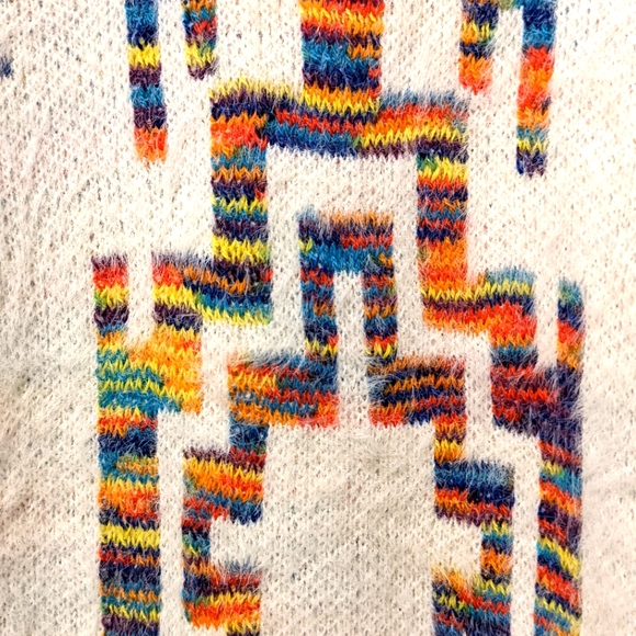 Poncho Cream and Rainbow One Size - Picture 3 of 3